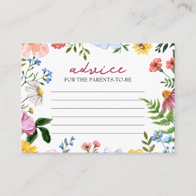Baby in Bloom | Advice for Parents Baby Shower Enclosure Card (Front)