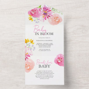 Baby in Bloom Aquarelle Bébé Douche Invitations