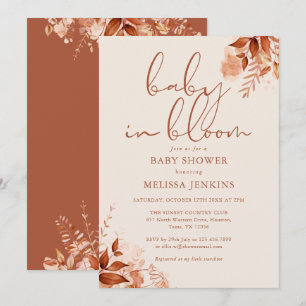 Baby In Bloom Autumn Fall Baby Shower Invitation