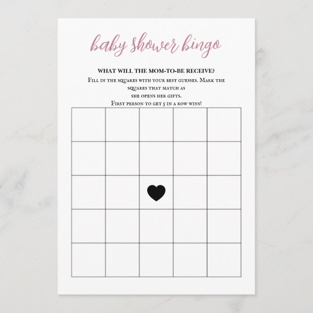 Baby in Bloom Baby Shower Bingo Program (Front)