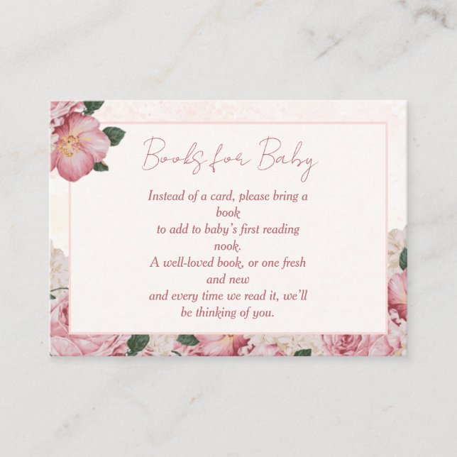 Baby in Bloom Baby Shower Book Request Wording Enclosure Card (Front)