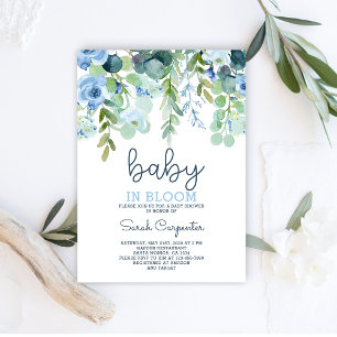 Baby in Bloom baby shower boy Invitation