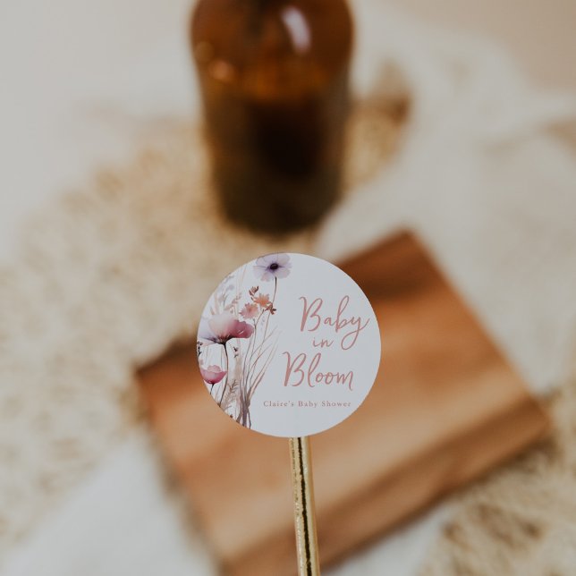 Baby in Bloom Baby Shower Classic Round Sticker (Creator Uploaded)