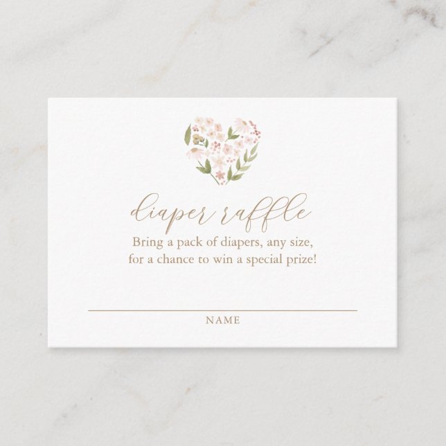 Baby in Bloom Baby Shower Diaper Raffle Ticket Enclosure Card (Front)