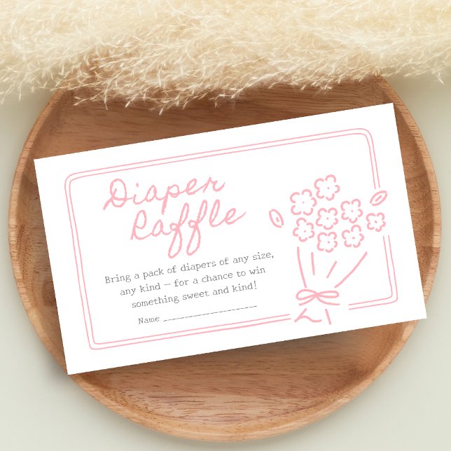 Baby In Bloom Baby Shower Enclosure Card (Hand Drawn Baby in Bloom Baby Shower Diaper Raffle)