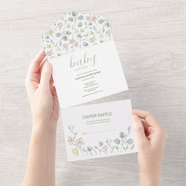 Baby in Bloom Baby Shower Gender Neutral All In One Invitation (Tearaway)