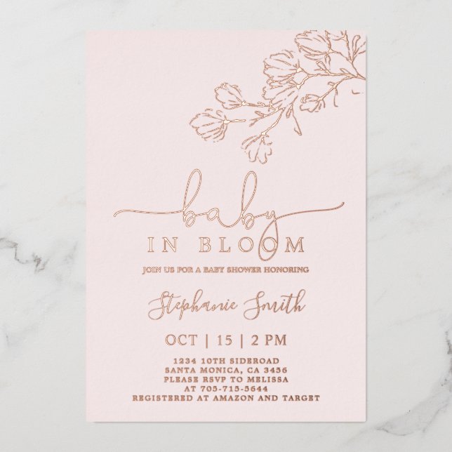 Baby In Bloom Baby shower Girl Foil Invitation (Recto)