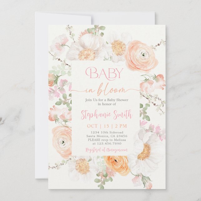 Baby in Bloom Baby Shower Girl Invitation (Front)