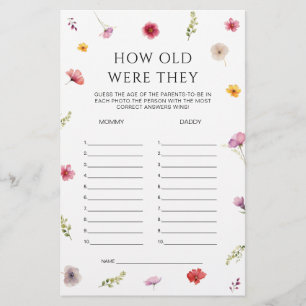 Baby in Bloom Baby Shower Guess Age Game