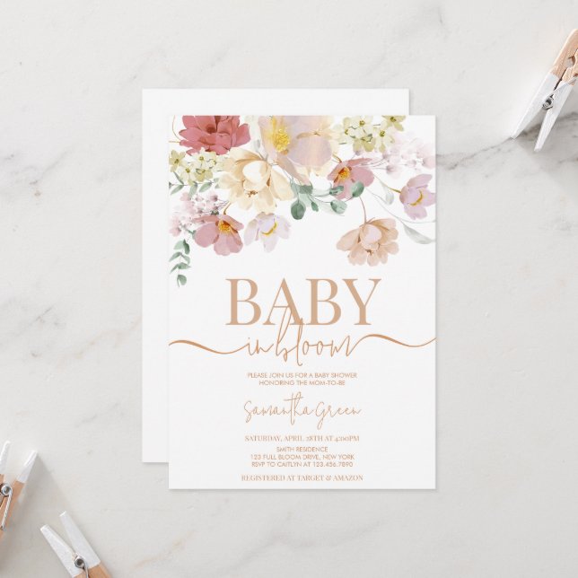 Baby in bloom Baby Shower Invitation (Front/Back In Situ)