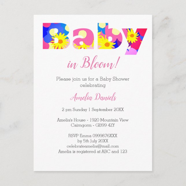Baby in Bloom Baby Shower Invitation (Front)
