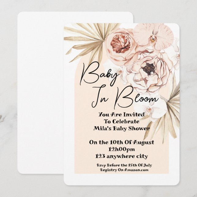 Baby In Bloom Baby Shower  Invitation (Front/Back)