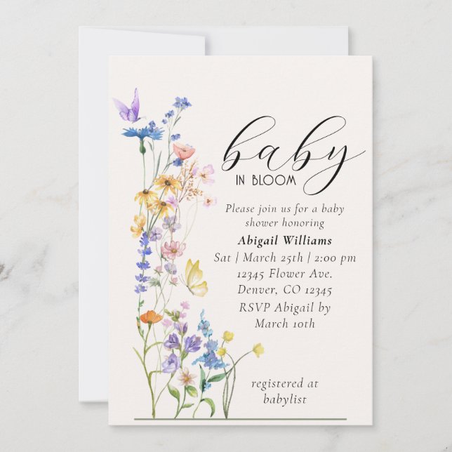 Baby in bloom baby shower invitation (Front)