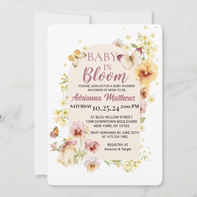 Baby In Bloom Baby Shower Invitation (Front)