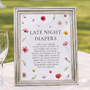 Baby in Bloom Baby Shower Late Night Diapers Game Poster