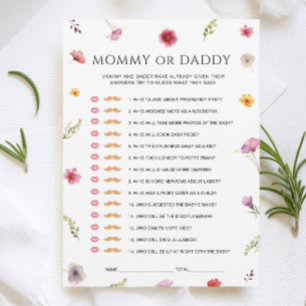 Baby in Bloom Baby Shower Mommy or Daddy Game Card