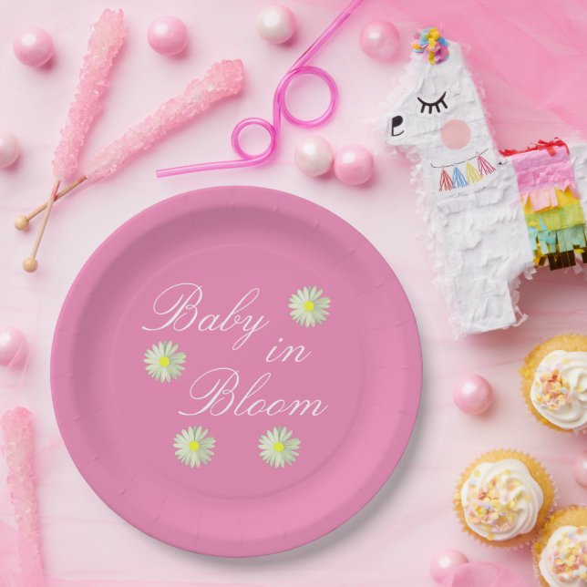 Baby In Bloom Baby Shower Paper Plate (Party)