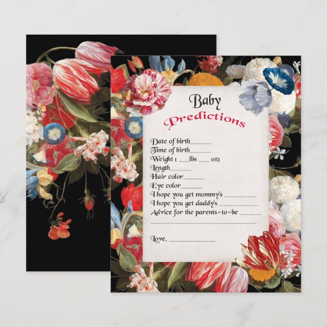 Baby in Bloom Baby Shower Predictions Game (Front/Back)