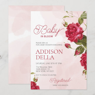 Baby In Bloom Baby Shower Spring summer floral Invitation