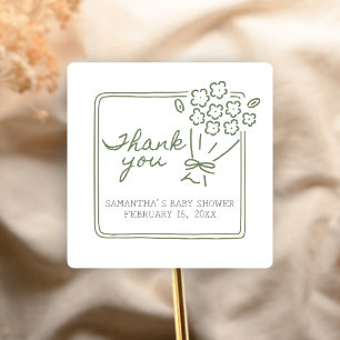 Baby In Bloom Baby Shower Square Sticker
