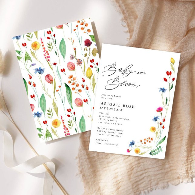 Baby in Bloom Baby Shower Wildflower Border Invitation (Creator Uploaded)