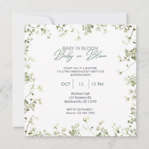 Baby in Bloom - Baby's Breath Border Invitation