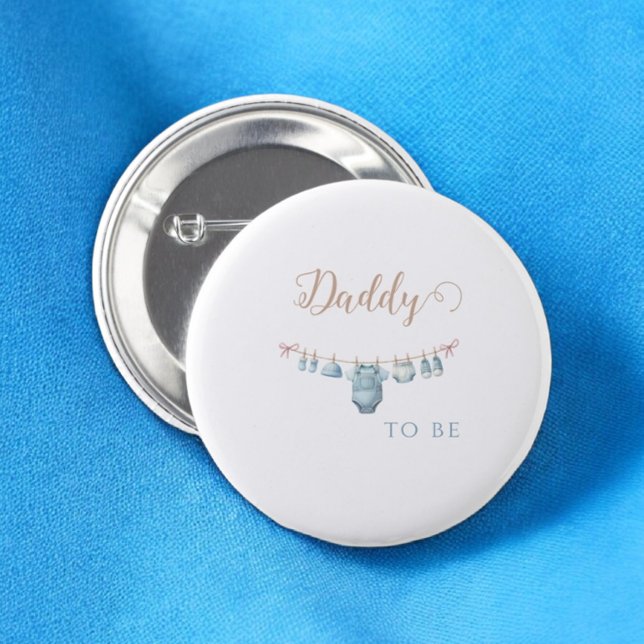 Baby In Bloom Blue Daddy to be  Baby Shower 2 Inch Round Button (Creator Uploaded)