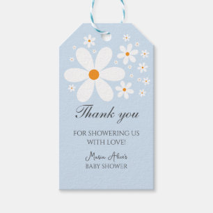 Baby in Bloom Blue Daisy Baby Shower  Gift Tags