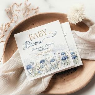 Baby in Bloom Blue Meadow Wildflower Botanical Napkin