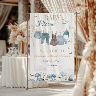 Baby in Bloom Blue Wildflower Clothesline Banner