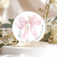 Baby in Bloom Blush pink Bow Floral Thank you