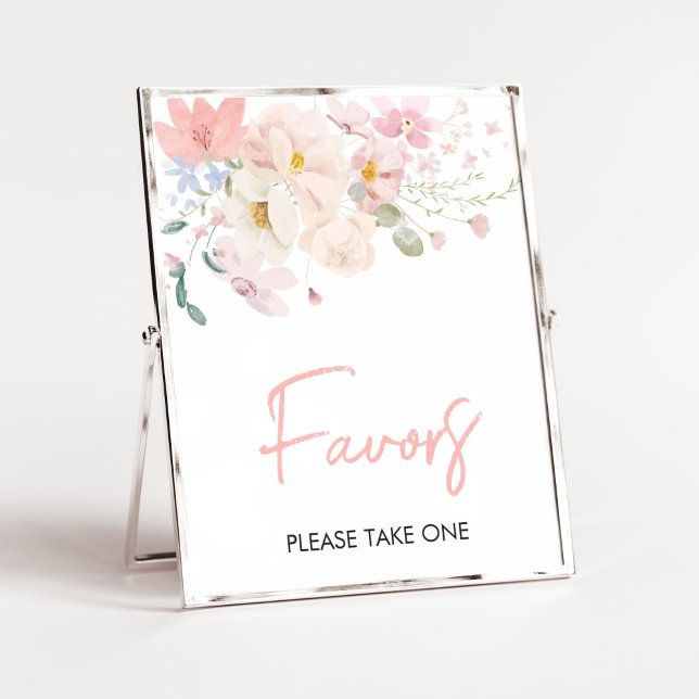 Baby in Bloom Blush Pink Floral Baby Shower Favour Poster (Blush Pink Floral Baby in Bloom Baby Shower Favors Sign)