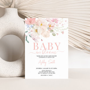 Baby in Bloom Blush Pink Floral Baby Shower Invitation