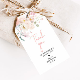 Baby in Bloom Blush Pink Floral Favour Tags