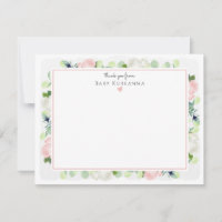 Baby in Bloom Blush Pink Rose Baby Girl Stationery