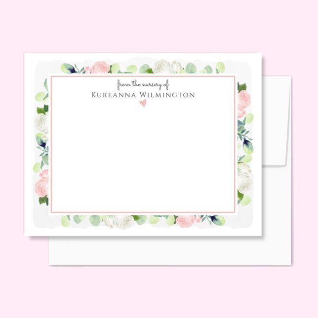 Baby in Bloom Blush Pink Roses New Baby Girl Thank You Card (Creator Uploaded)