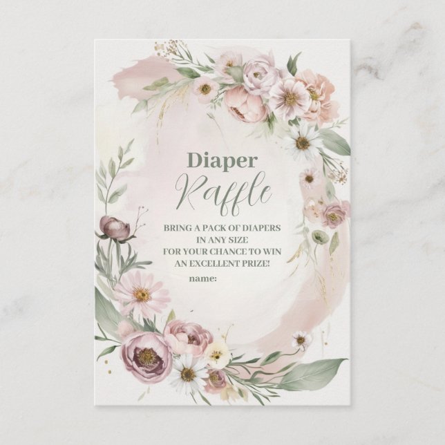 Baby In Bloom Blush Spring Floral  Diapper Raffle Enclosure Card (Front)