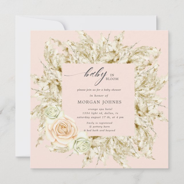 baby in bloom bohemian baby Shower invitation (Front)