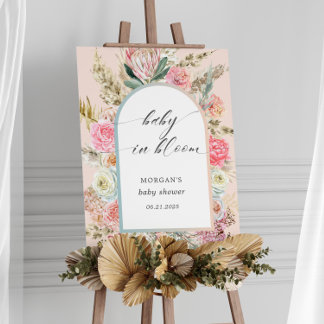 Baby In Bloom Bohemian Floral Baby Shower Invite Poster