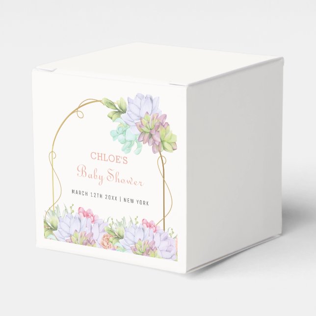 Baby In Bloom Boho Arch Cactus Baby Shower  Favor Box (Front Side)