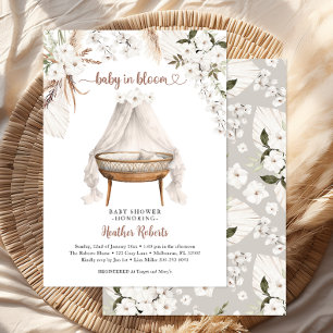 Baby in Bloom Boho Baby Shower Invite Pampas Flora