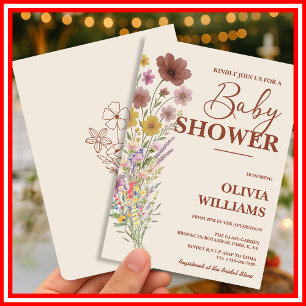 Baby in Bloom Boho Burnt Orange Baby Shower Invitation