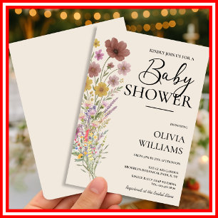Baby in Bloom Boho Burnt Orange Wildflower Invitation