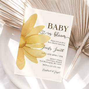 Baby In Bloom Boho Daisy Floral Girl Shower Invitation
