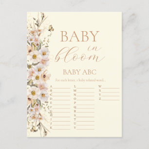Baby In Bloom Boho Neutral Baby Shower Game Postcard