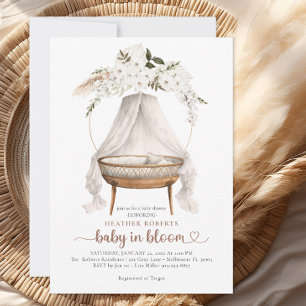 Baby in Bloom Boho Neutral Baby Shower Invitation