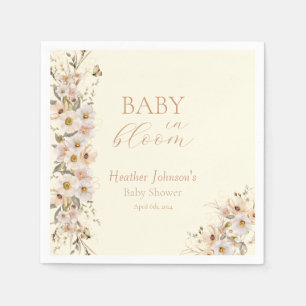Baby In Bloom Boho Neutral Baby Shower Napkin