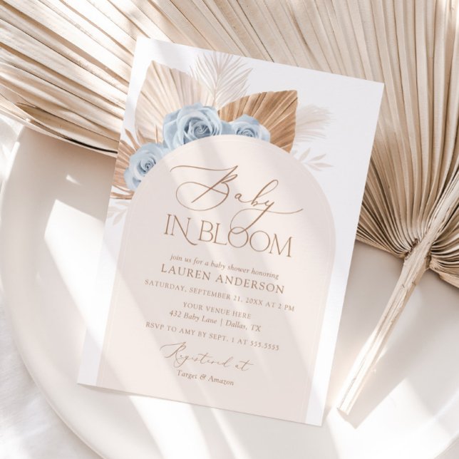 Baby in Bloom Boho Pampas Grass Boy Baby Shower Invitation (Creator Uploaded)