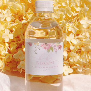 Baby in Bloom Boho Pink Floral Girl Baby Shower Water Bottle Label