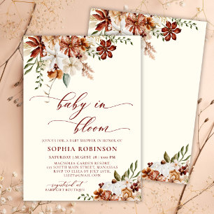 Baby in Bloom Boho Wildflower Beige Baby Shower  Invitation